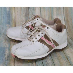 Etonic Leisure Golf Shoes Women's Size 6.5 White/Chocolate Cleats LS401-14